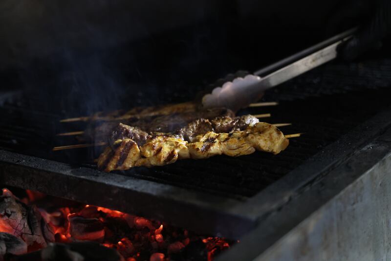 Chicken skewers on the barbecue