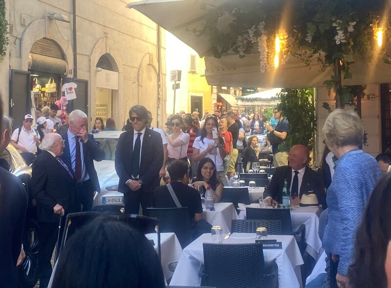 Michael D Higgins encounters Declan Ganley in Rome. Photograph: X/Declan Ganley
