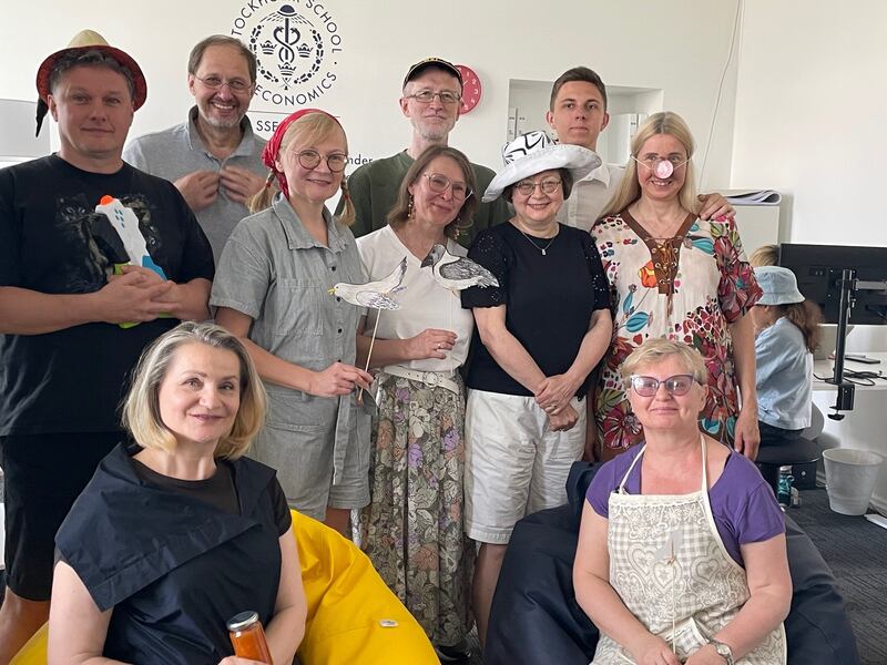 Russian journalists in Latvian-language class at Media Hub Riga. Photograph: Margaret Ward