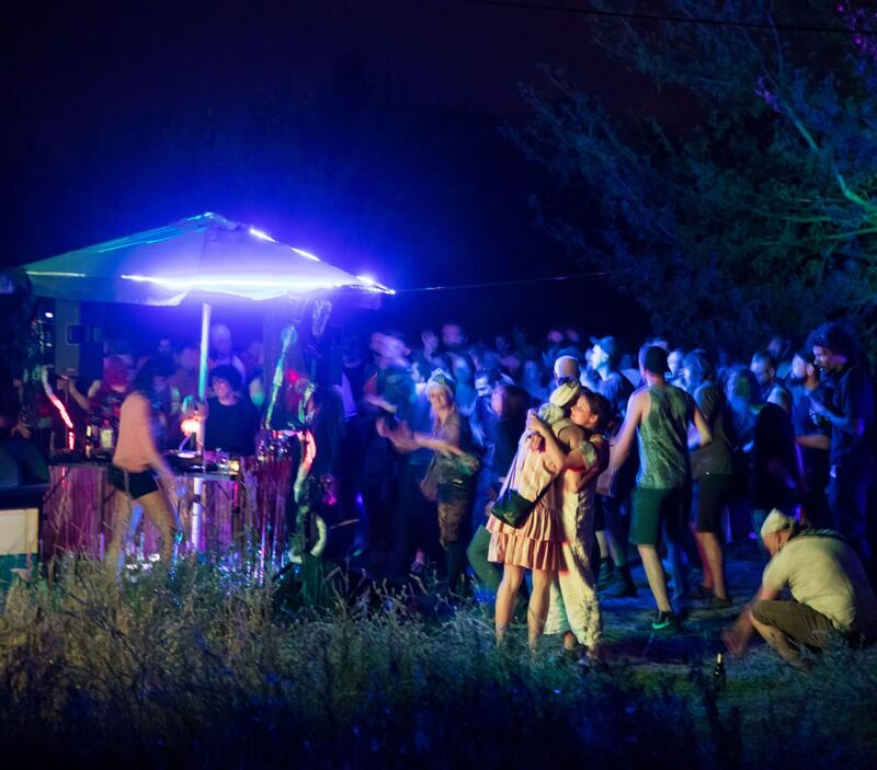 Rave culture: the party on the outskirts of Berlin was organised via the messaging app Telegram. Photograph: Gordon Welters/New York Times
