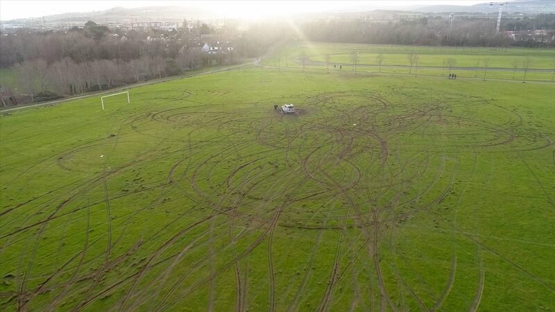 The extent of the damage caused at Kilbogget Park. Photograph: Colm Hang