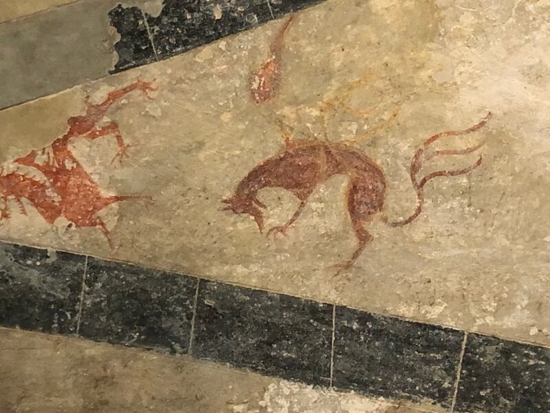 The leaping fox-like creature, from the ceiling of Clare Island’s Cistercian Abbey, now the mascot for Clare Island Whiskey. Photograph: Peter Murtagh/The Irish Times