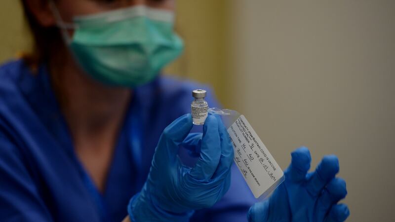 The Pfizer/BioNTech Covid-19 vaccine being administered to staff at St Vincent’s University Hospital in Dublin. Photograph: Alan Betson/The Irish Times.
