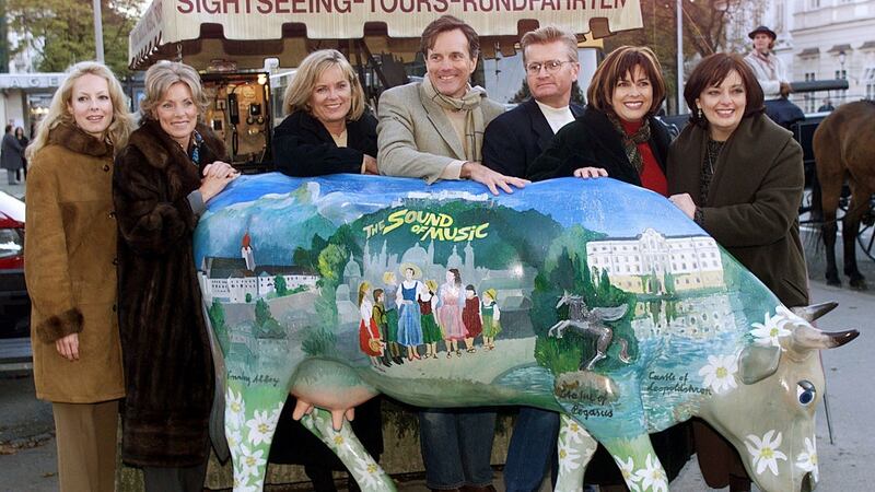 Actors who played the children of the Trapp family in the legendary movie The Sound of Music posing in Salzburg, Austria, in 2000. Left to right: Kym Gareth (Gretl), Charmian Carr (Liesl) , Angela Cartwright (Brigitta), Nicholas Hammond (Friedrich), Duane Chase (Kurt), Debbie Thurner (Martha) and Heather Menzis (Louisa). Photograph: Reuters