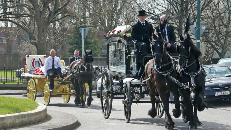 The remains of Paul Kavanagh who was shot dead in Drumcondra two weeks ago after his funeral mass in the Church of Our Lady of Good Counsel, Drimnagh. Photograph: Collins