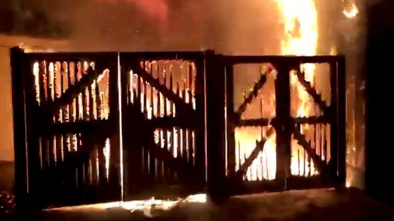 London Zoo is seen on fireon December 23rd, 2017 in this image taken from video footage obtained from social media. Photograph: Brendan Cooney/via REUTERS