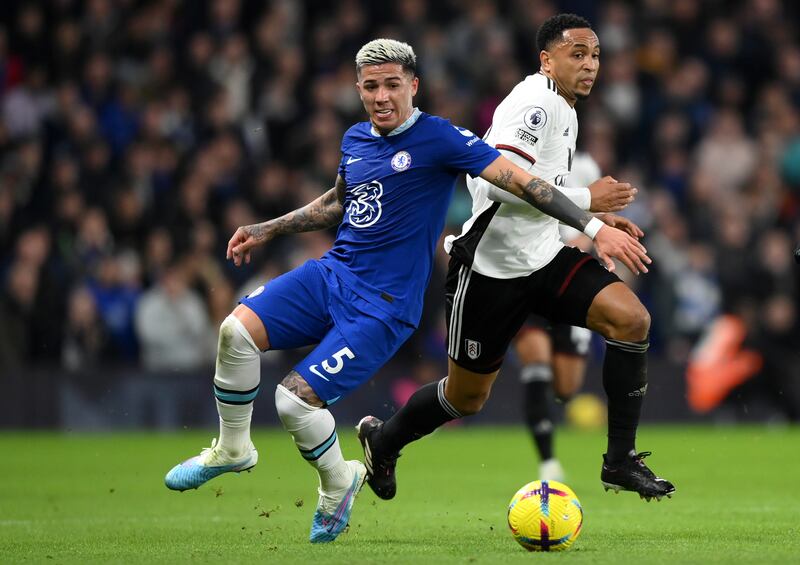Chelsea's new record signing Enzo Fernandez during the game against Fulham at Stamford Bridge. This time last year, hardly anyone in Europe knew Enzo Fernandez existed. Photograph: Justin Setterfield/Getty Images