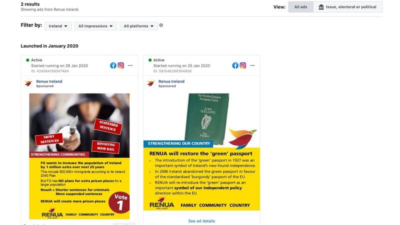 The ads as they appeared in search earlier this week, without being flagged as political.