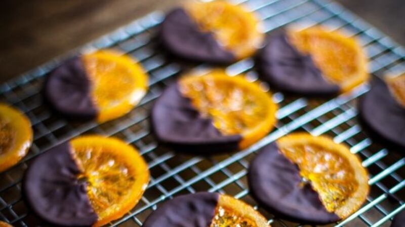 Donal Skehan’s chocolate dipped candied oranges with sea salt.