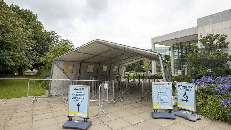 A view of the walk in vaccination centre at O’Reilly Hall, UCD. Photograph: Tom Honan