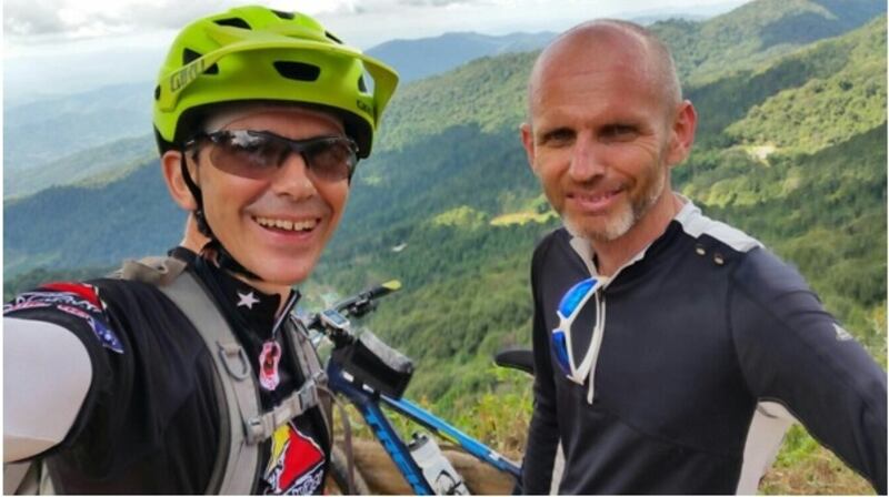 Martin Browne (right) with fellow Tour de Timor participant, Steve Malloch,  in Chiang Mai, Thailand. “Ireland is unlikely to afford the same mountain biking opportunities as Timor or some of the other countries visited.”