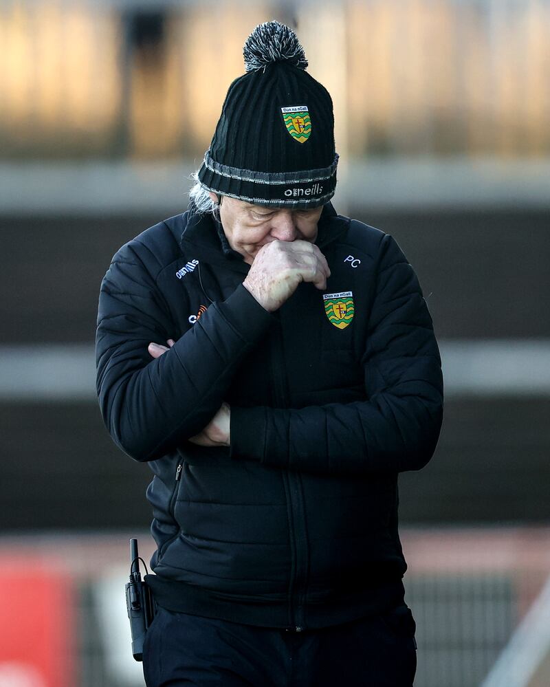 Donegal manager Paddy Carr has plenty to think about it going into the game against Monaghan. Photograph: Ben Brady/Inpho