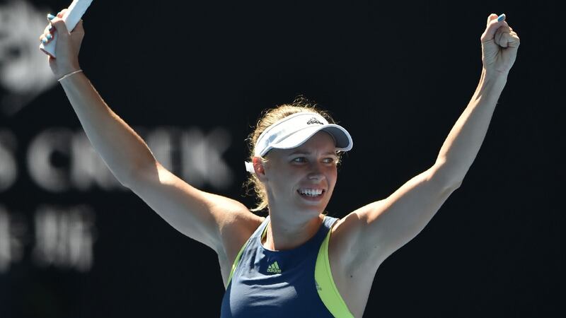 Denmark’s Caroline Wozniacki beat Belgium’s Elise Mertens in straight sets. Photograph: Peter Parks/Getty