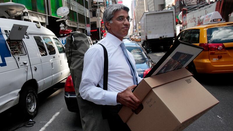 An employee of Lehman Brothers   carries a box out of the company’s headquarters building on September 15th, 2008 in New York City. Photograph: Chris Hondros/Getty Images