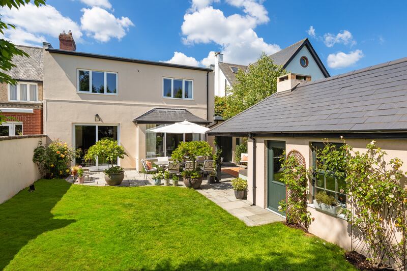 Rear garden with garden room