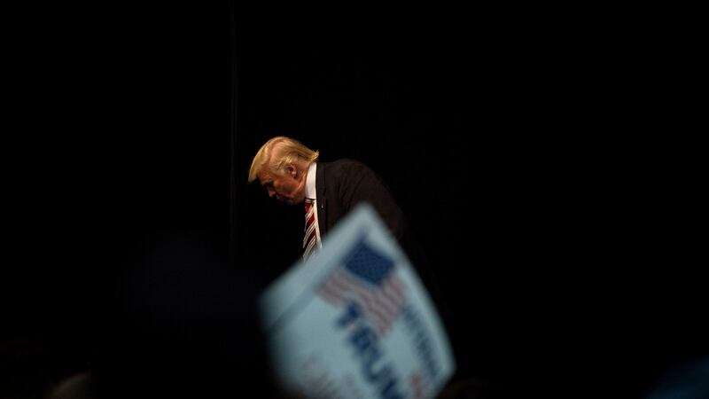 Donald Trump: the venue for a major statement turned out to be his new hotel and the event itself a marketing wheeze. Photograph: Damon Winter/The New York Times