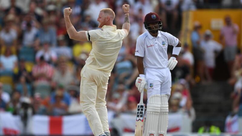 Ben Stokes celebrates the wicket of Darren Bravo. Photograph: Shaun Botterill/Getty