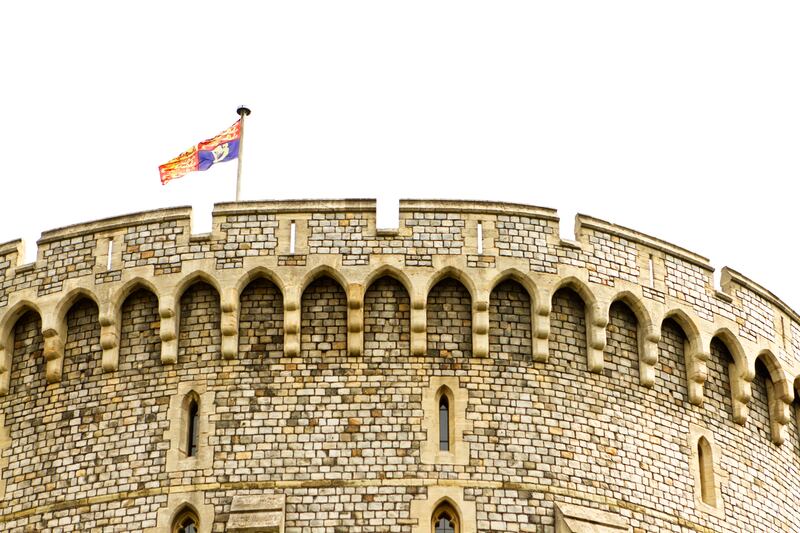 The British Royal Standard flying above Windsor Castle before the death of Queen Elizabeth II, signifying her presence there. Photograph: Getty