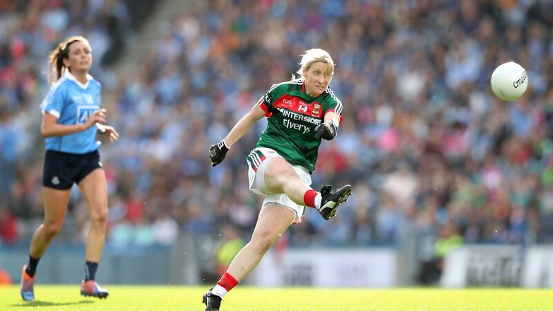 Cora Staunton in action for Mayo during the TG4 Ladies Al-Ireland SFC final at Croke Park. Photo: Ryan Byrne/Inpho
