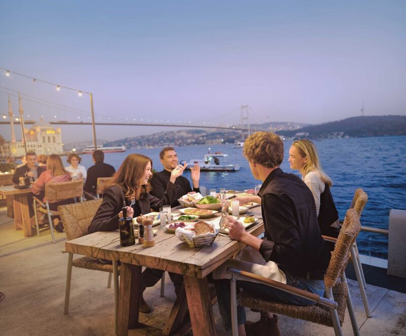 Enjoy dining at chic restaurants on the banks of the Bosphorus