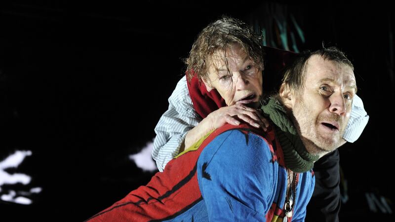 Glenda Jackson as King Lear and Rhys Ifans as the Fool at the the Old Vic Theatre. Photograph: Robbie Jack/Corbis/Getty Images