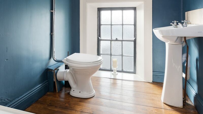 There is just one bathroom – a shower room upstairs  painted a rich teal blue