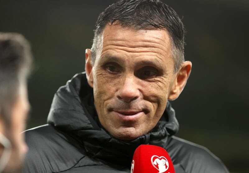 Greece head coach Gus Poyet prior to the UEFA Euro 2024 Qualifying Group B match at the Aviva Stadium. Photograph: Liam McBurney/PA Wire
