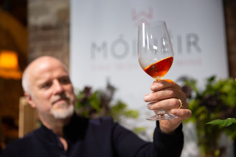 Wicklow Way Wines: Pamela Walsh’s cofounder, Brett Stephenson, shows off some Móinéir strawberry wine