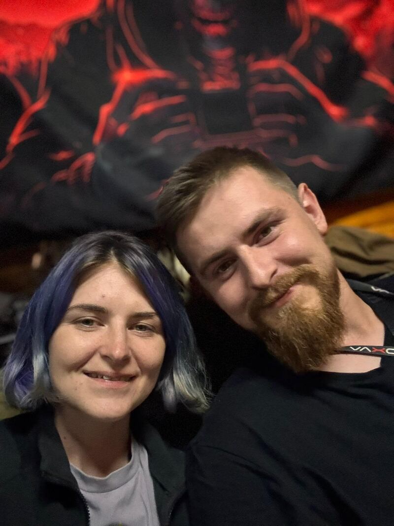 Lieut Yulia Mykytenko with her younger brother, Bohdan, who intends to join Yulia's brigade this summer. Photograph: Yulia Mykytenko