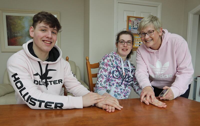 Sean Collins with his sister Kathryn and his Mother Annette at their home in Co Monaghan. Photograph: Lorraine Teevan