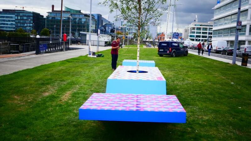 An ‘inclusive social space’, at Spencer Dock in the north inner city, just off the river in Docklands. Photograph: A Playful City