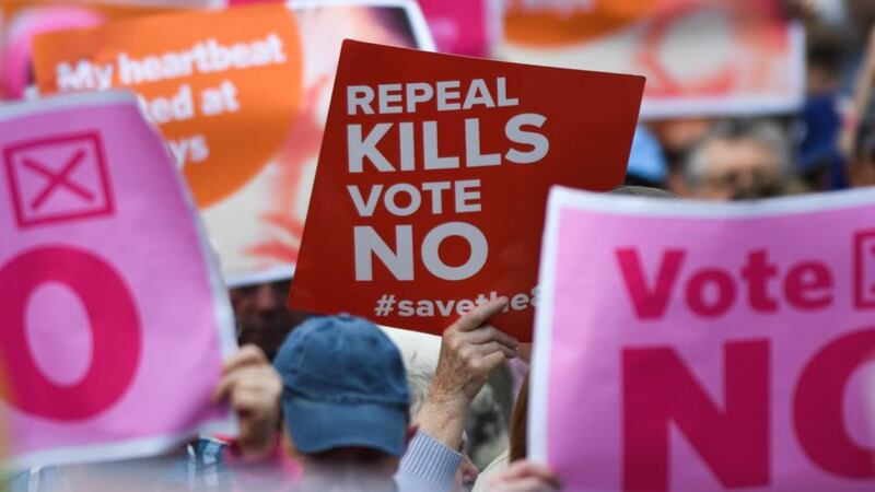 No campaign: a major pivot that would see anti-abortion campaigners address the middle ground was expected but has not materialised. Photograph: Artur Widak/AFP/Getty
