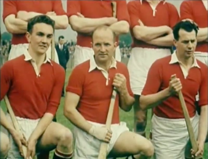 Christy Ring with his team-mates before the 1960 National Hurling League final between Cork and Tipperary