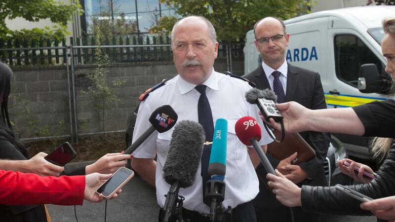 Stamullen shooting: Supt Jim Cannon speaking to reporters. Photograph: Gareth Chaney/Collins