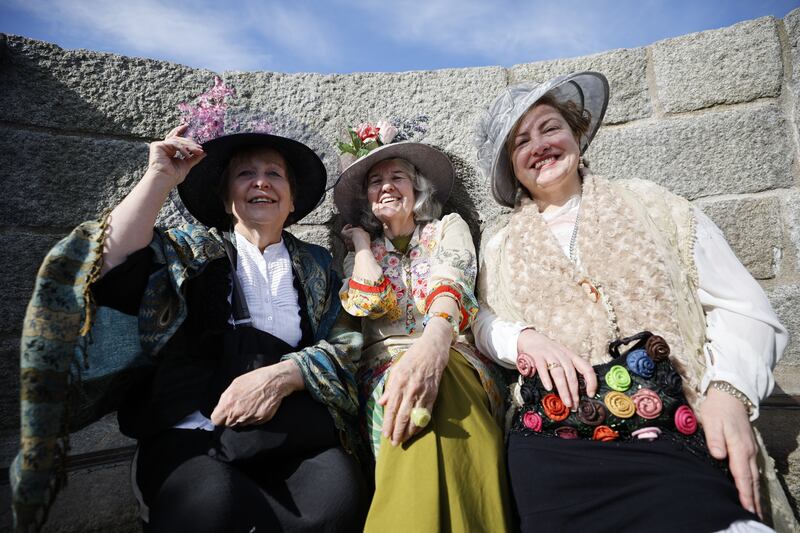 Mary Milne, Kathleen Marshall and Tina Buckley attend a reading of Telemachus at the James Joyce Museum in Sandycove. Photograph: Nick Bradshaw for The Irish Times