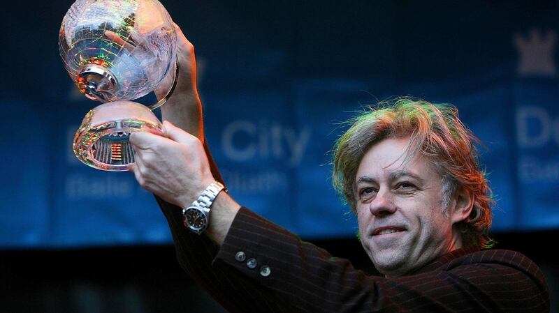 Photograph from March 2006  of Bob Geldof receiving the Freedom of Dublin City in a ceremony outside the Mansion House.  The singer and businessman has  said he will hand the award back, saying he does not want to be associated with it  while it is also held by Myanmar leader Aung San Suu Kyi. File photograph: Julien Behal/PA Wire