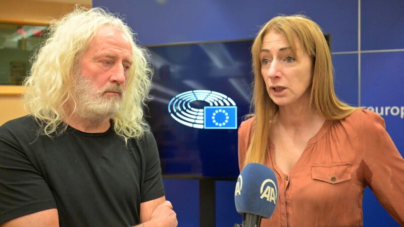 Mick Wallace and Clare Daly giving an interview last November about Israeli attacks on Gaza. Photograph: Dursun Aydemir/Anadolu via Getty Images