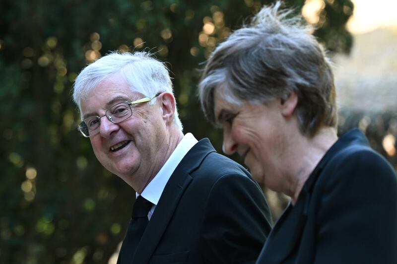 Mark Drakefordand his wife Clare in 2022. Drakeford has rarely spoken in public about her death or the 'intolerable burden' of his grief.  Photograph: Matthew Horwood/Getty Images