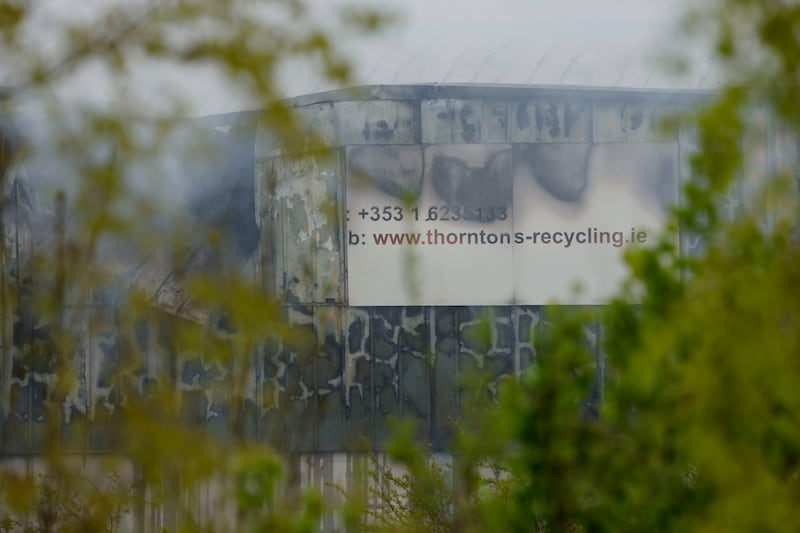 Damage at the Thornton's Recycling  facility in  Dunboyne, Co Meath following an overnight fire.    Photograph: Alan Betson 