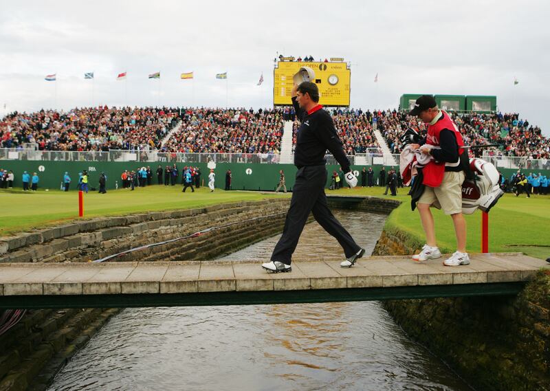 Pádraig Harrington walks up the 18th fairway at Carnoustie on his way to winning the 2007 Open Championship. Photograph: Getty Images