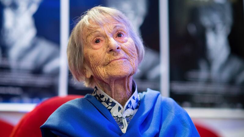 Brunhilde Pomsel attends the premier of A German Life in Munich in June 2016, some seven months before her death at age 106.  Photograph: Matthias Balk/dpa via AP