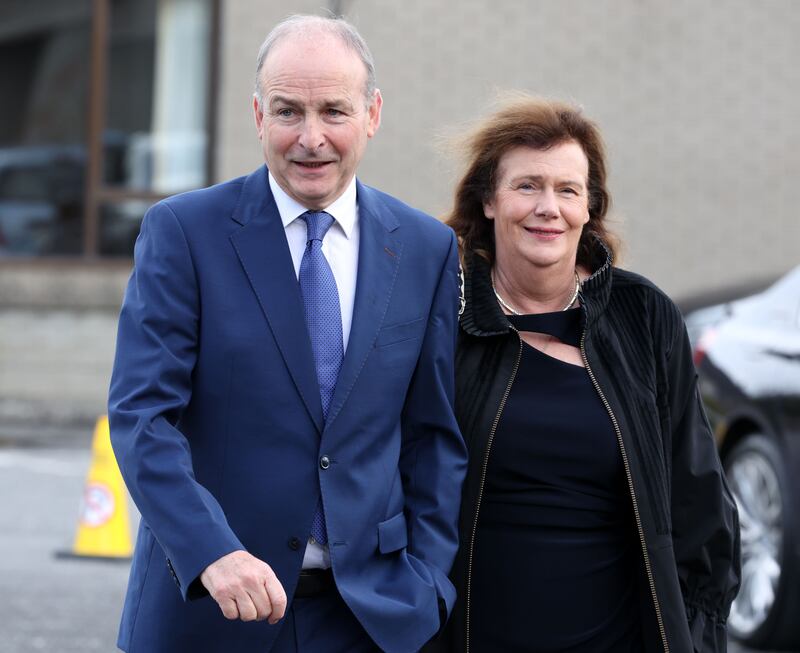 Tanaiste Micheál Martin and his wife Mary at the funeral of former Fianna Fáil deputy leader Mary O'Rourke. Photograph: Colin Keegan, Collins Dublin
