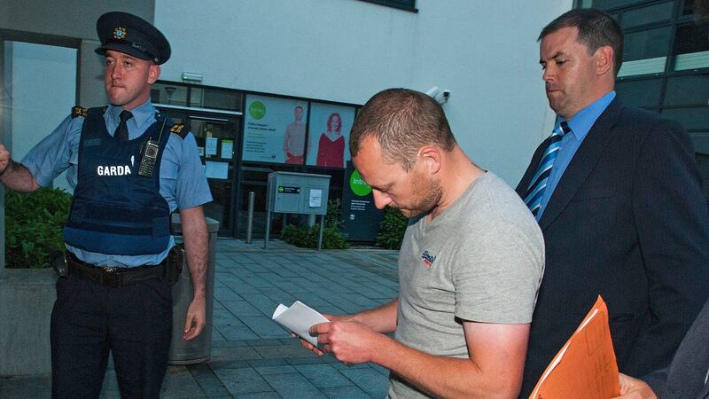 Stephen Harnett  arriving at a specially-convened sitting at Bray courthouse on Saturday night. Photograph: Dave Meehan/The Irish Times
