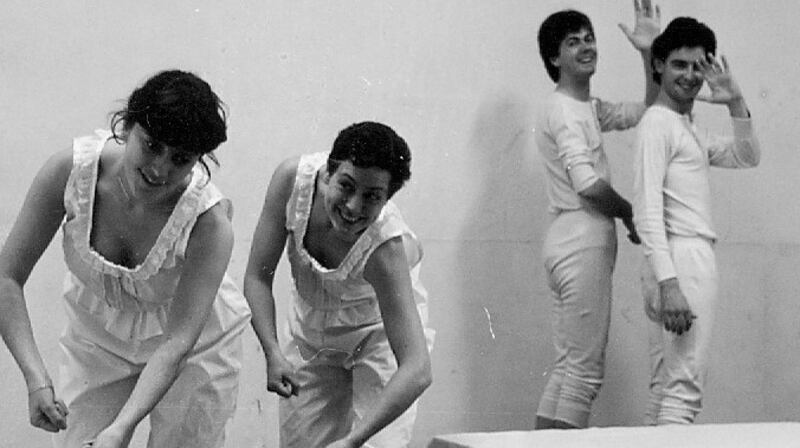 A rehearsal shots of Beds, which was performed in the Dublin Theatre Festival in 1982