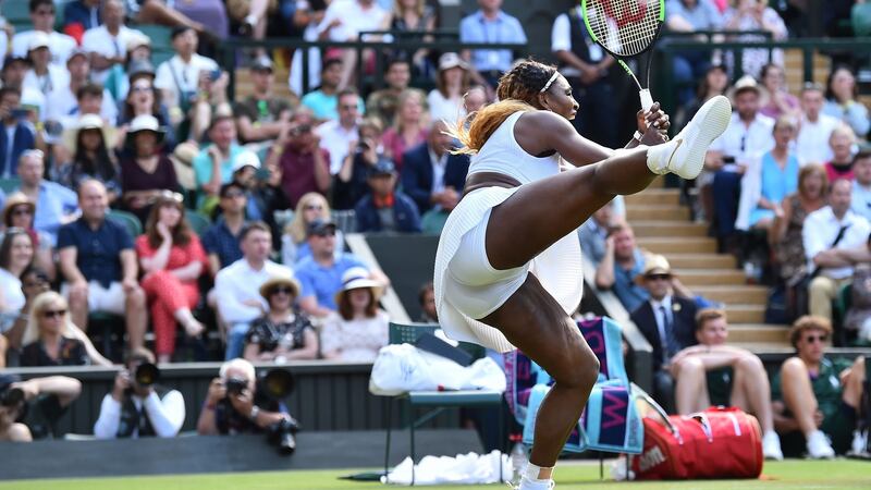 Serena Williams in action against Giulia Gatto-Monticone during their women’s singles first round match. Photograph: Getty Images