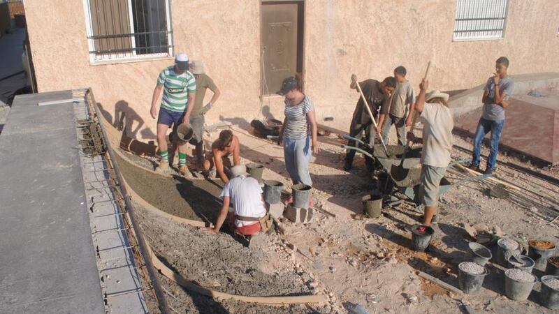 Ramping up: at work on the SkatePal project in Zebabdeh. Photograph: James McConville