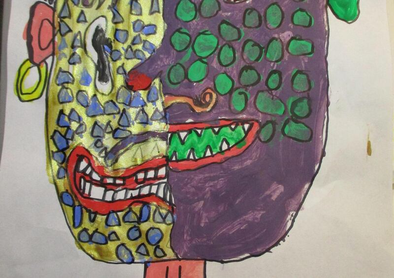 Picture by Rory Dyball (9): I drew this picture to show different feelings during the lockdown, one side is happy, one side shows when I feel a bit sad.