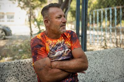 Mostafa Elsayed, a Ramyah farmer who has fled with family to the Tyre Technical School, in southern Lebanon. Photograph: Chris Maddaloni
