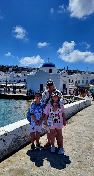 Yvonne and the twins in Mykonos, Greeve in 2024