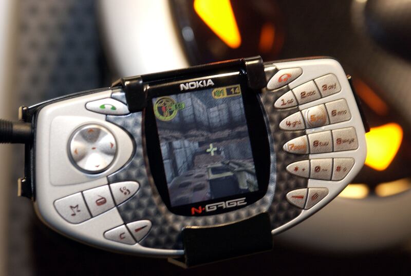 Nokia presents the N-Gage game deck gaming for Nokia phones in California. Photograph: L. Cohen/ WireImage